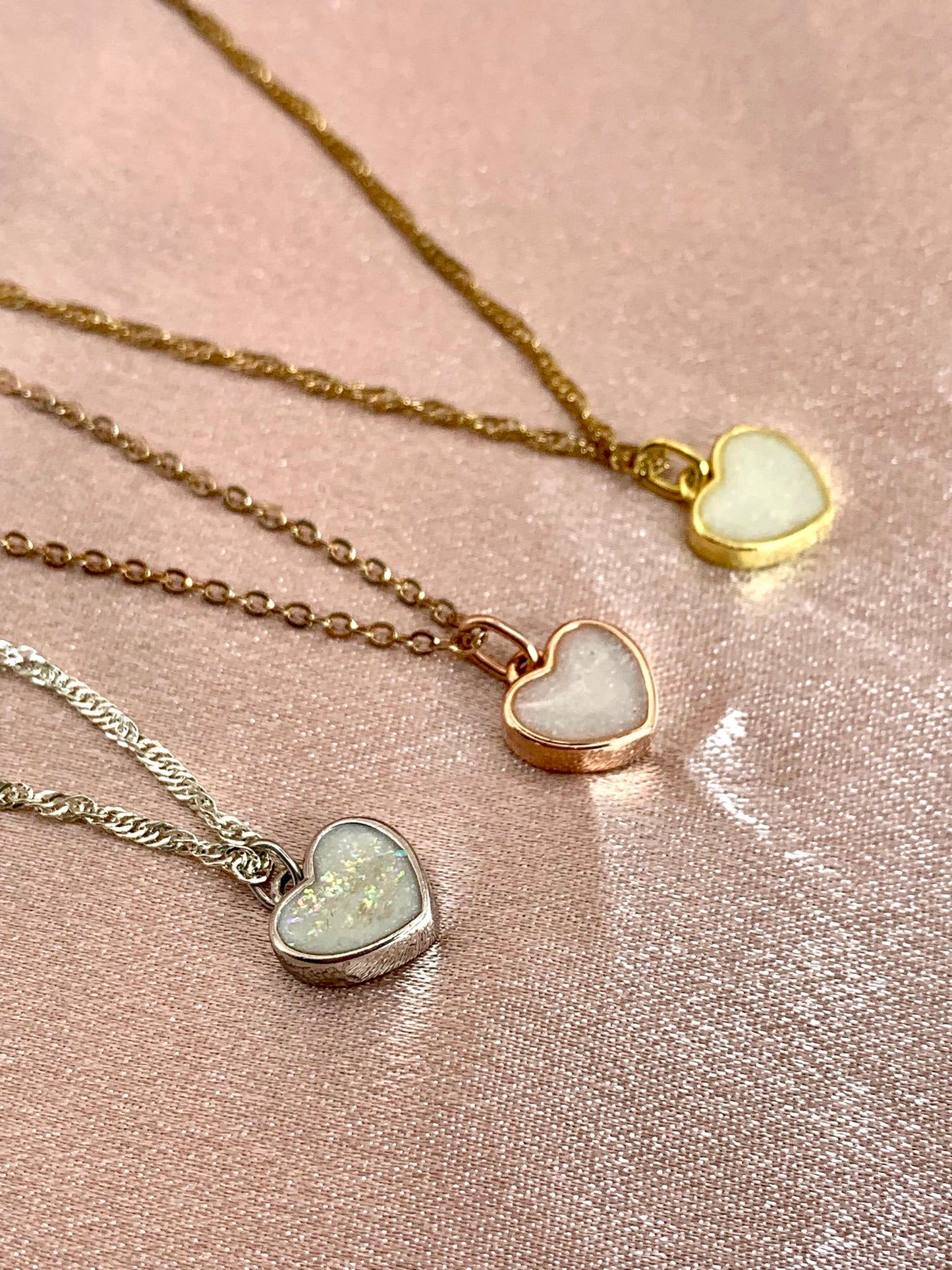 Colgante de leche materna en forma de corazón - plateado, chapado en oro, chapado en rosa