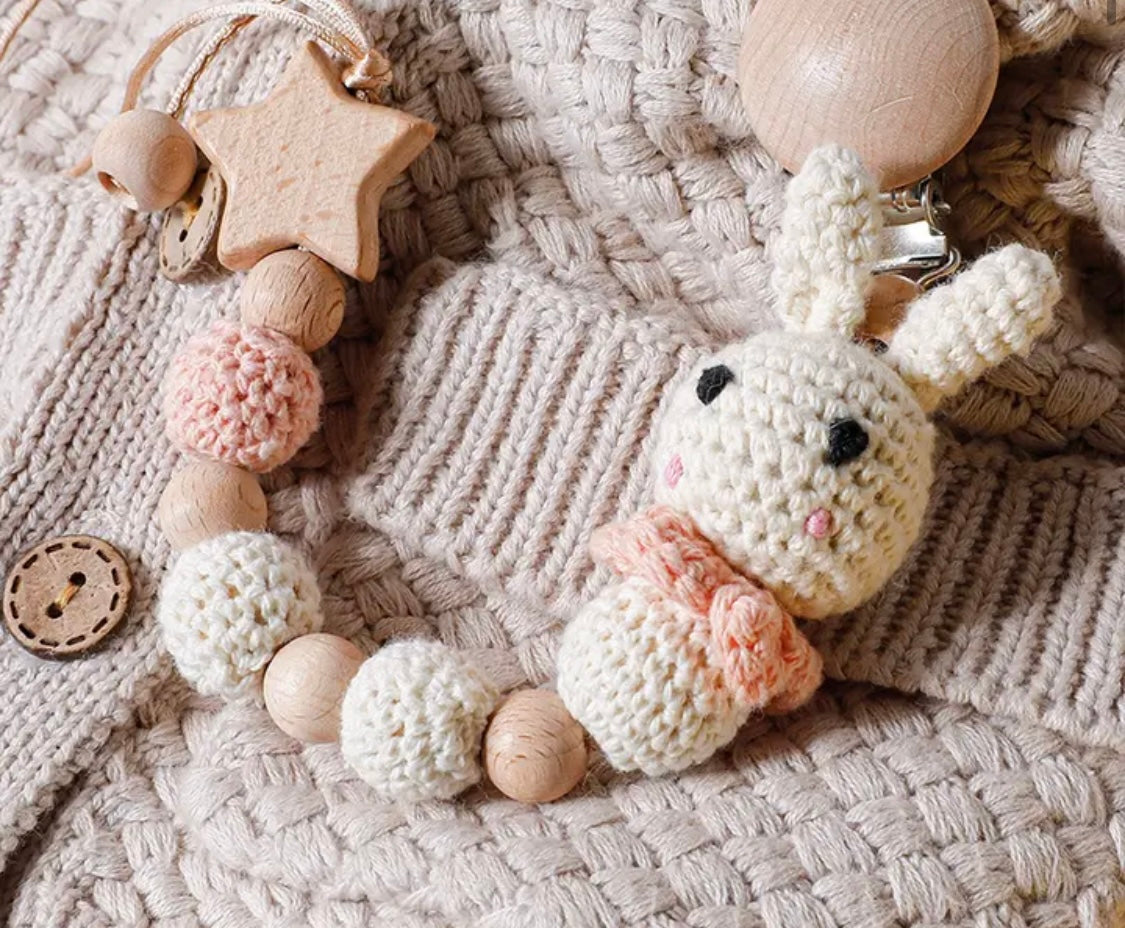 Clip per ciuccio per bambini fatta a mano rosa e blu