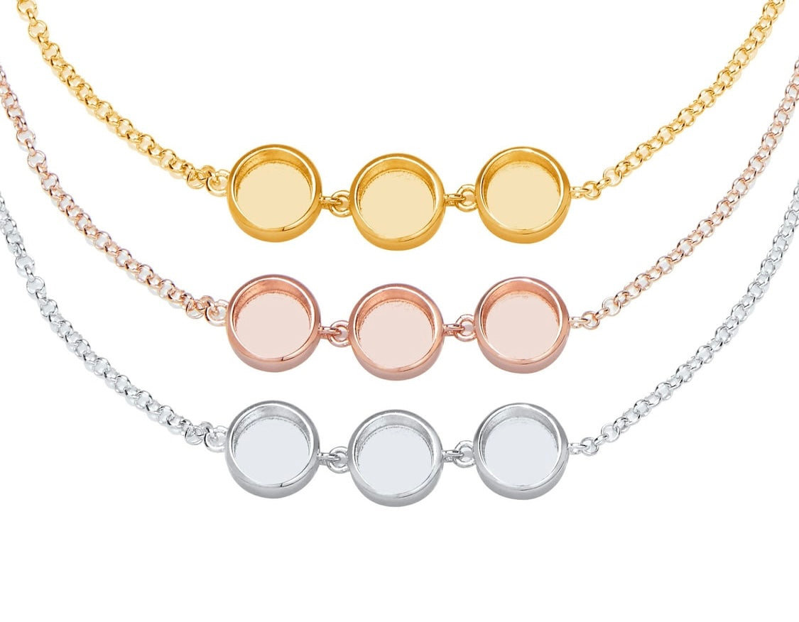 Pulsera de puntos - bañada en plata, oro y rosa