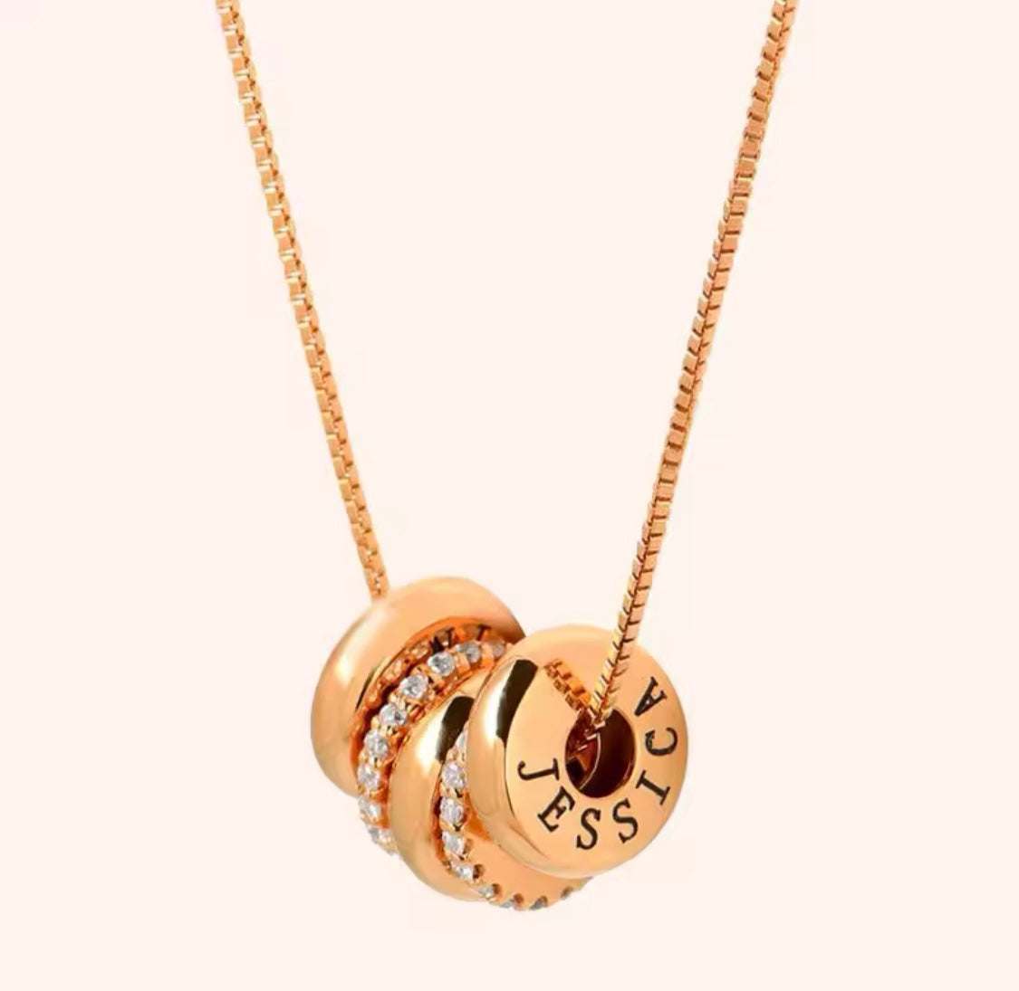 Colar com nomes personalizados e pedras de zircônia banhado a ouro 18 quilates - ouro rosa - prata - ouro amarelo