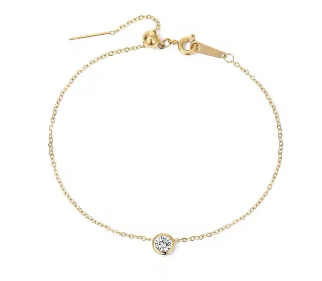 Colar e pulseira Birthstone zircona prata - ouro