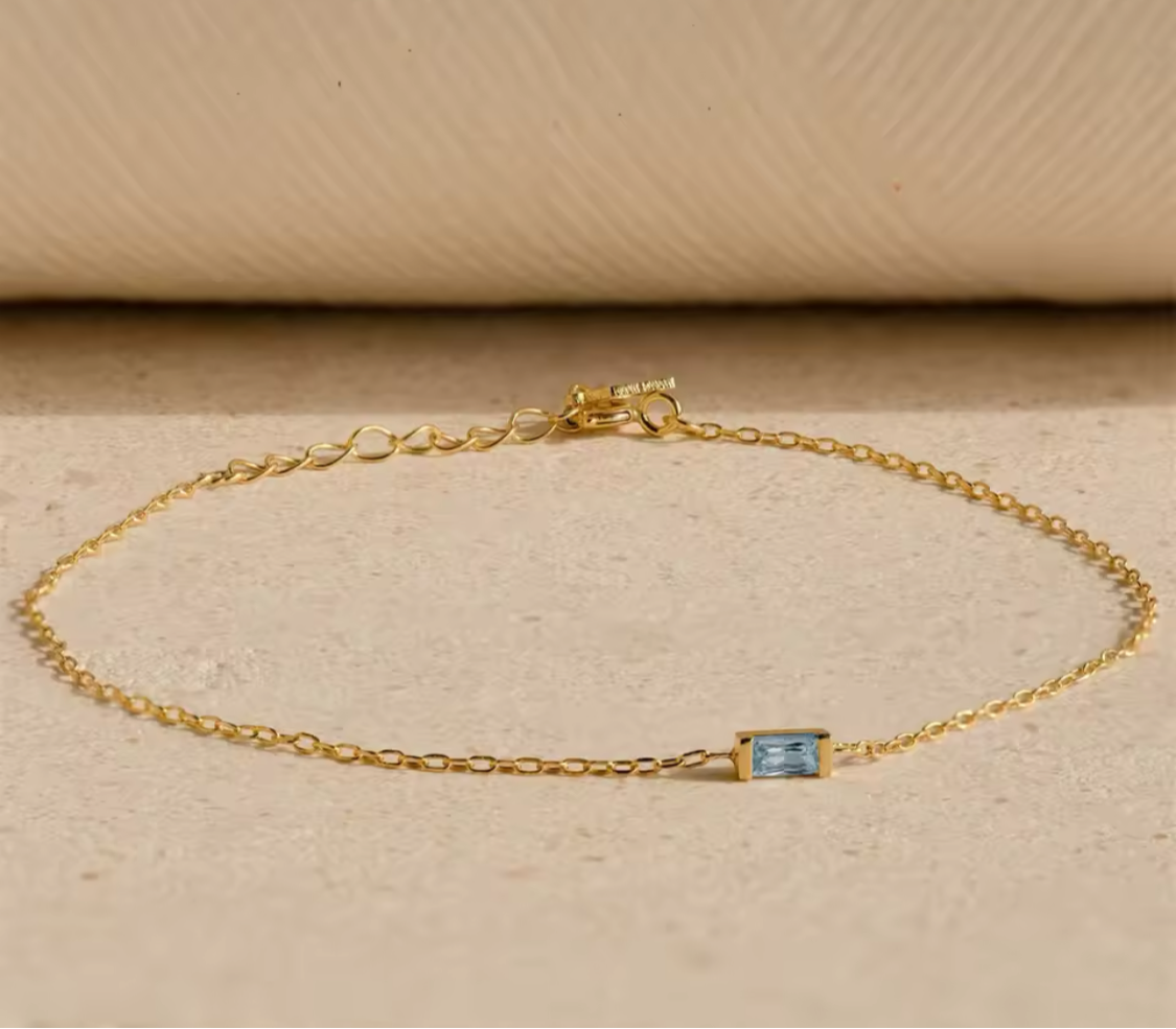 Pulseira de pedra de nascimento em ouro