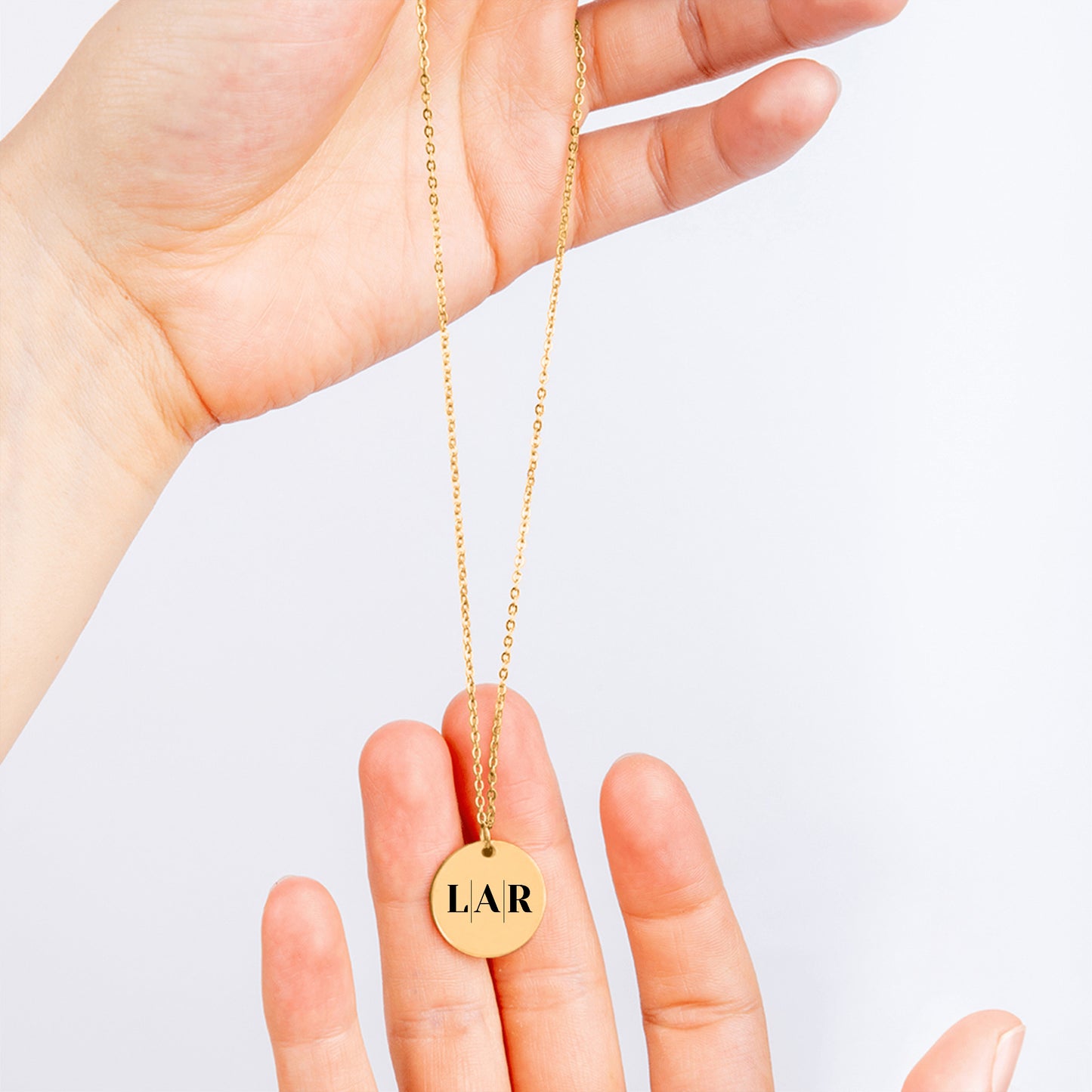 Collar de monedas con iniciales de 3 letras grabado personalizado - plata - oro rosa - oro