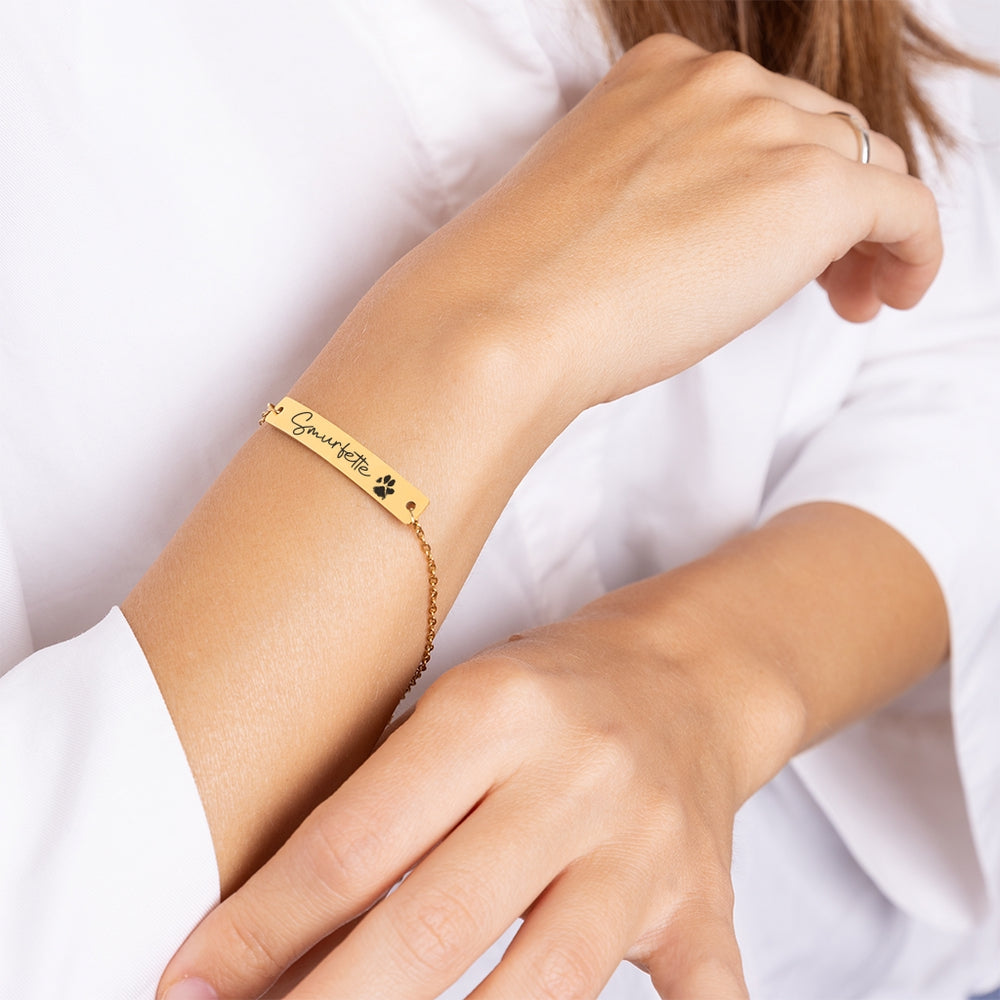 ¡Mi pulsera con barra de nombre de amigo esponjoso con tu propio estampado! - plata - oro rosa - oro