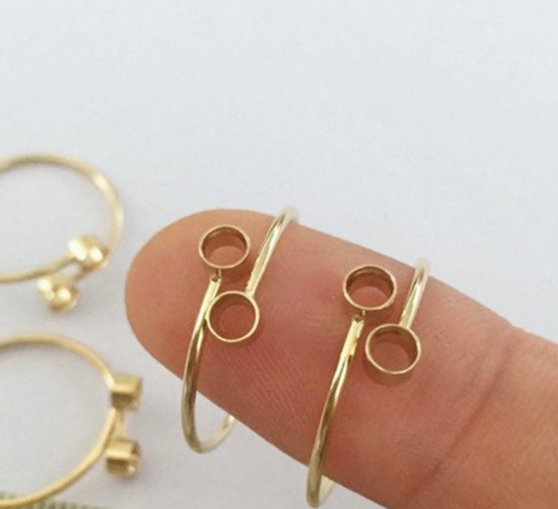Anel duplo para leite materno - prata - cheio de ouro