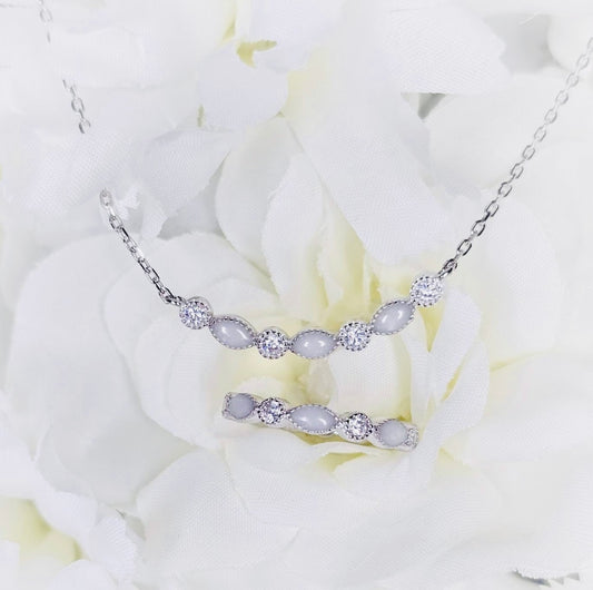 Moedermelk birthstone ketting Celeste - zilver - rosé goud