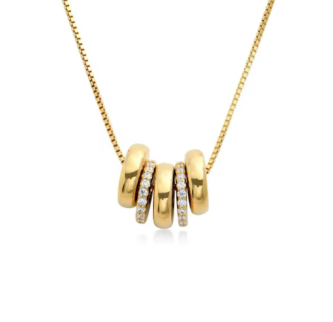 Colar com nomes personalizados e pedras de zircônia banhado a ouro 18 quilates - ouro rosa - prata - ouro amarelo