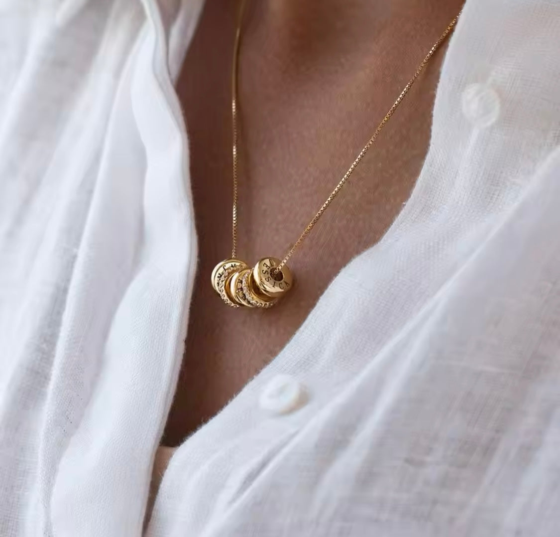 Colar com nomes personalizados e pedras de zircônia banhado a ouro 18 quilates - ouro rosa - prata - ouro amarelo