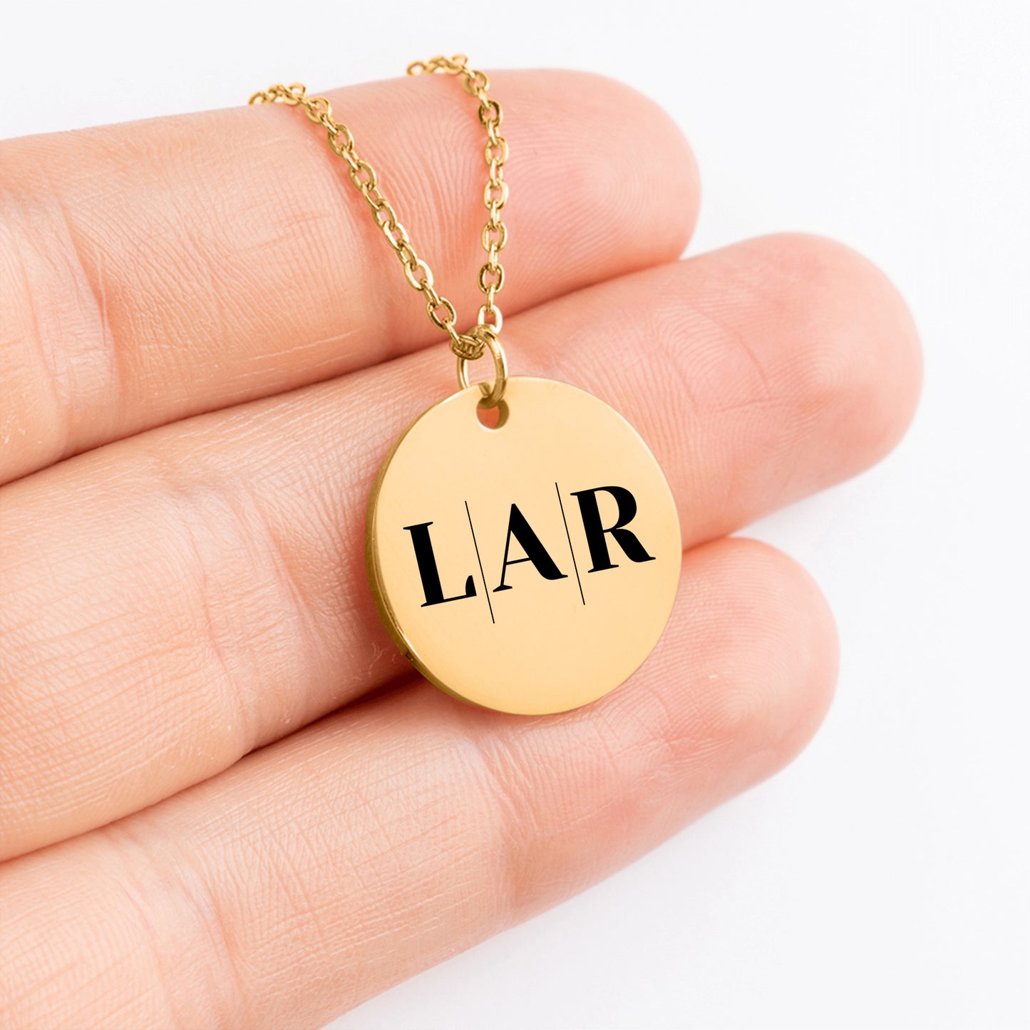 Collar de monedas con iniciales de 3 letras grabado personalizado - plata - oro rosa - oro