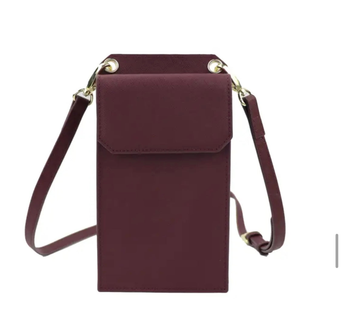 Porta cellulare a tracolla in vera pelle, vari colori