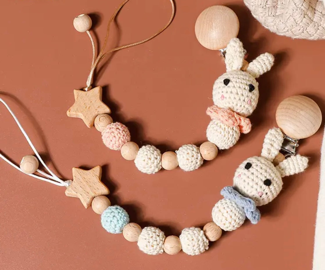 Clip per ciuccio per bambini fatta a mano rosa e blu