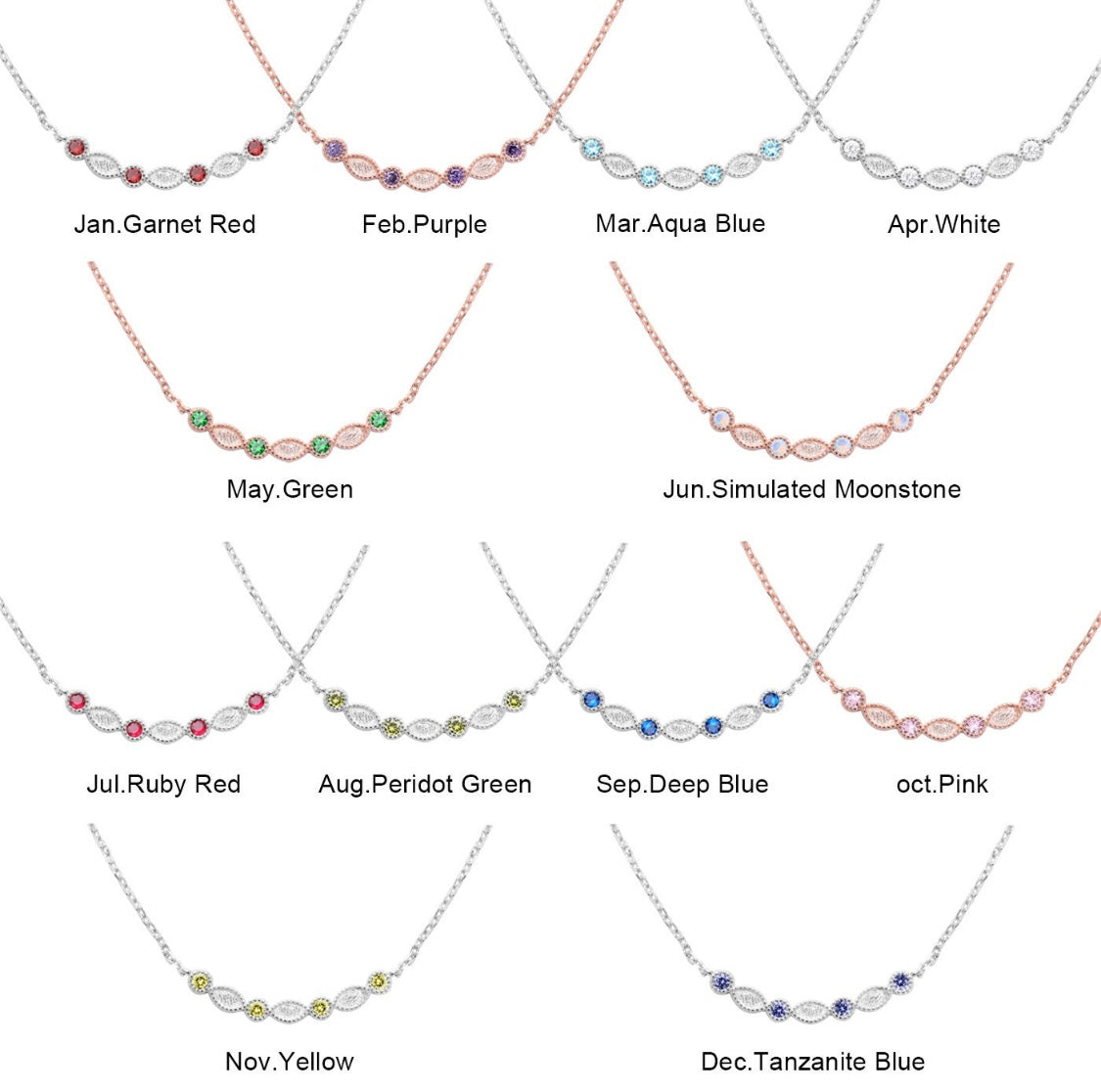Collana con pietra portafortuna del latte materno Cesteste - argento - oro rosa