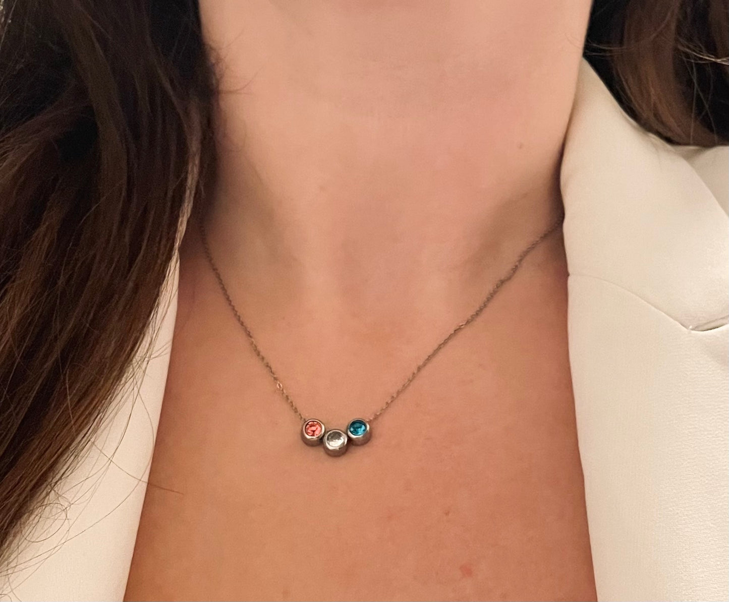 Colar e pulseira Birthstone zircona prata - ouro