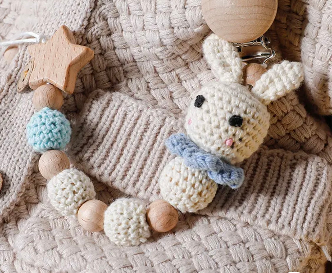 Clip per ciuccio per bambini fatta a mano rosa e blu