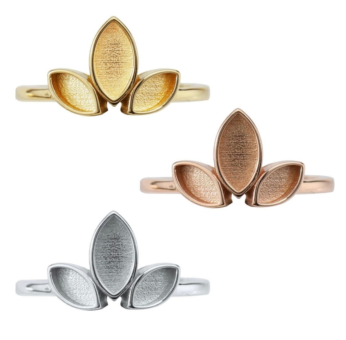 Anel de leite materno com flor de lótus - banhado a ouro, banhado a rosa, prata