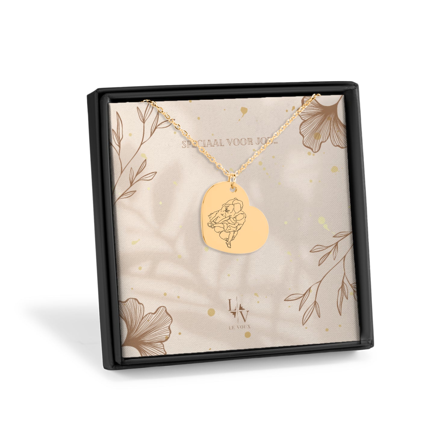 collar de fotos Dibujo lineal arte grabado corazón - plata - oro rosa - oro