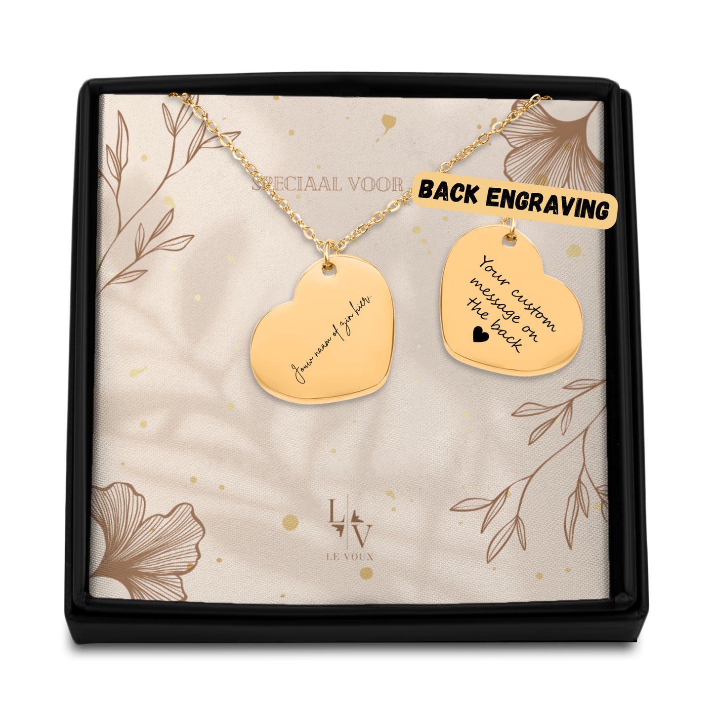 Collar de corazón con su mensaje o nombre personal - plata - oro rosa - oro