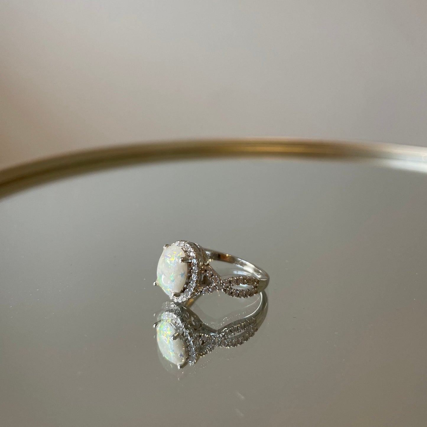 La bague lait maternel pierre ovale - argent plaqué rose