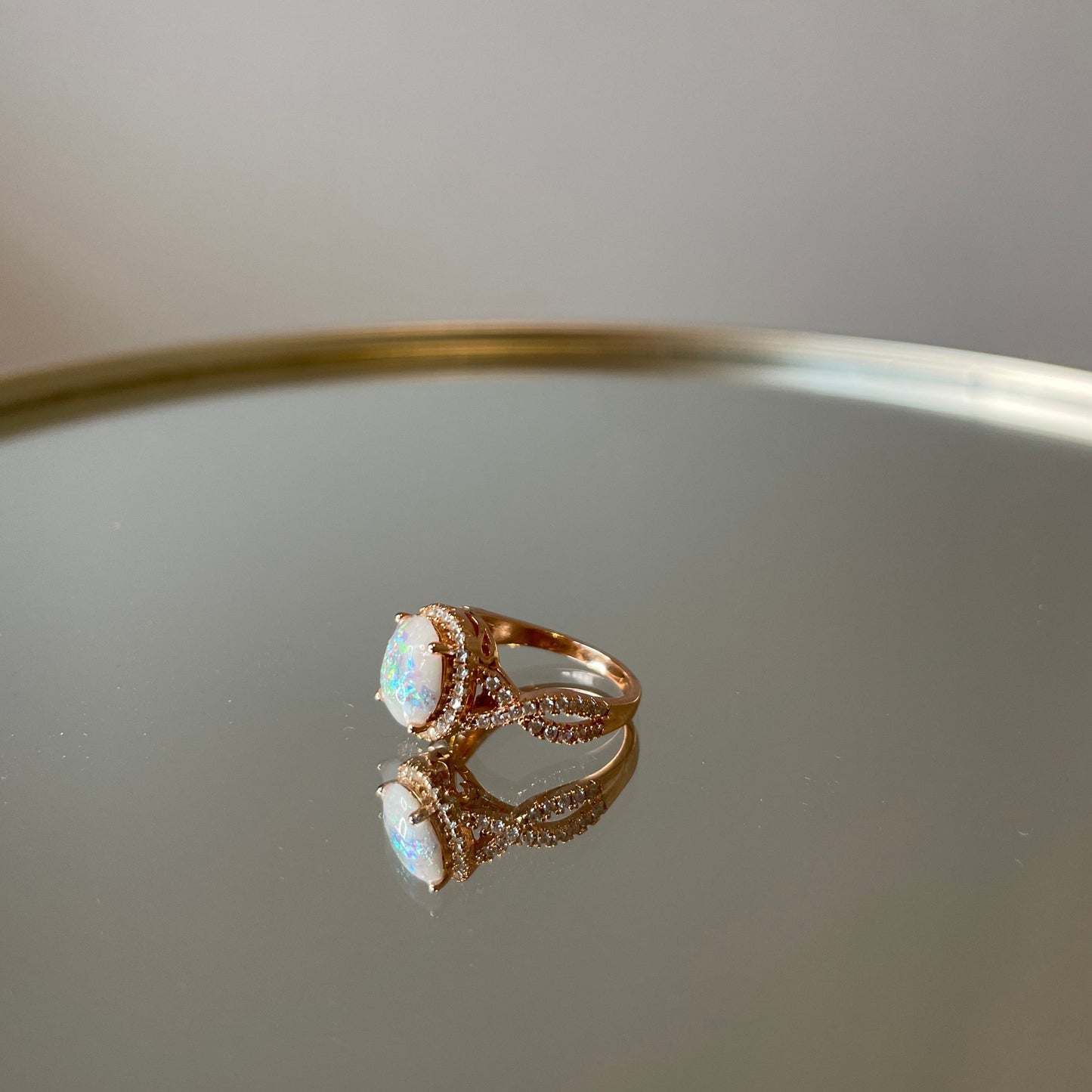 La bague lait maternel pierre ovale - argent plaqué rose