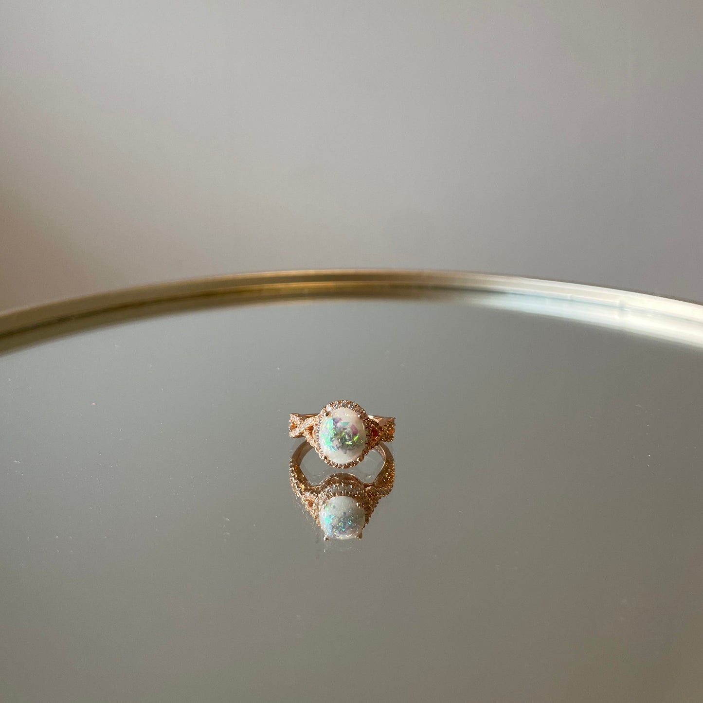 La bague lait maternel pierre ovale - argent plaqué rose