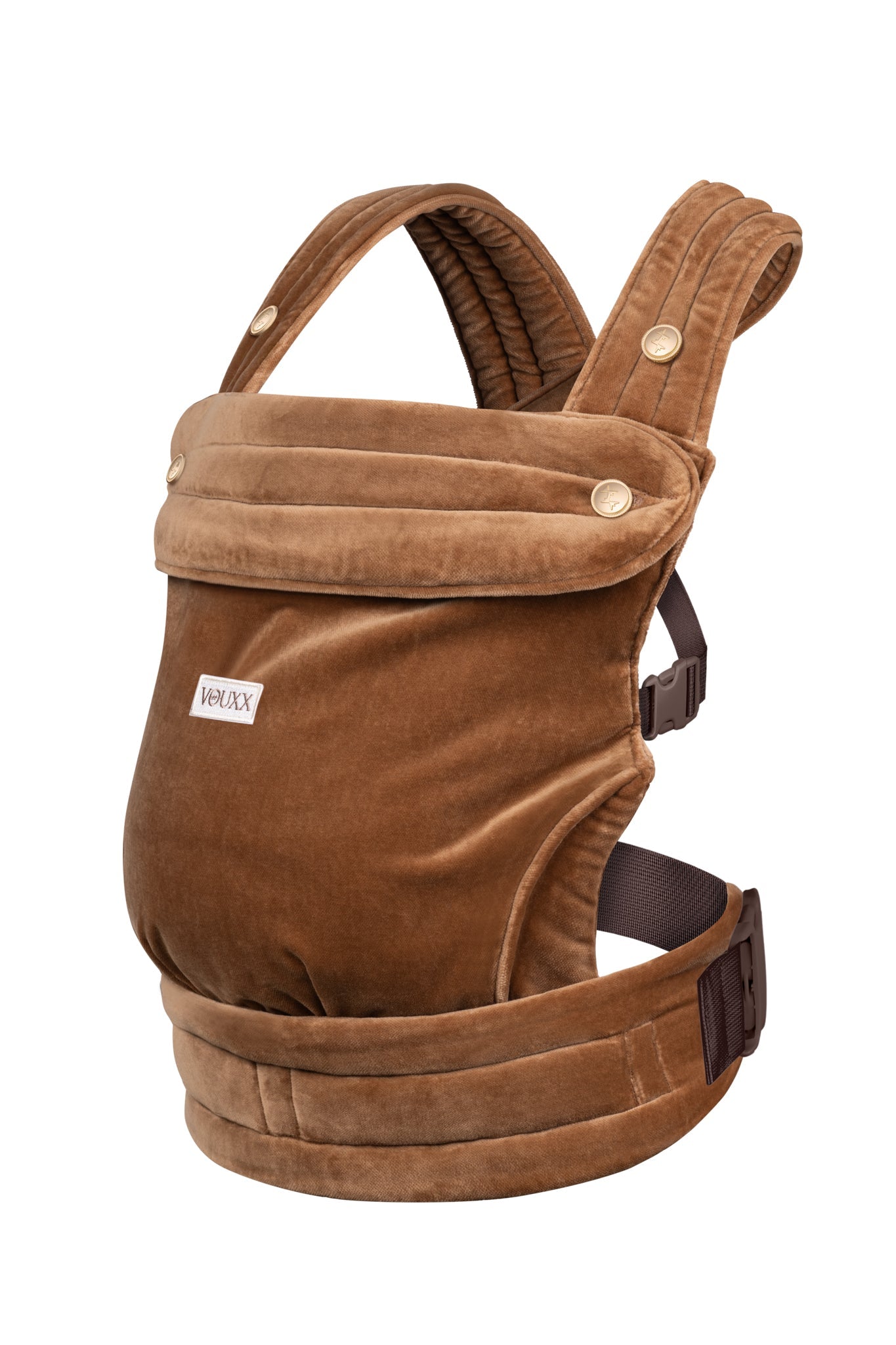 Baby draagzak VOUXX ergonomisch 100% katoen, Oekotex gecertificeerd en duurzaam. Kleur bruin.