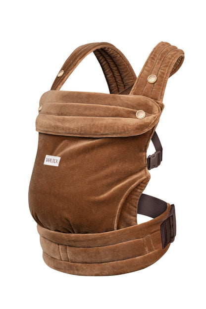 Baby draagzak VOUXX ergonomisch 100% katoen, Oekotex gecertificeerd en duurzaam. Kleur bruin.