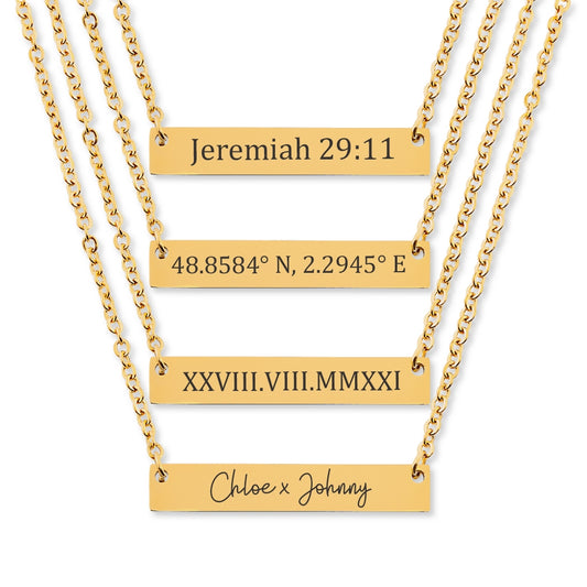 Colar com barra horizontal - prata - ouro - ouro rosa