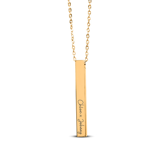 Collier barre 3D avec nom ou date-argent-or rose-or