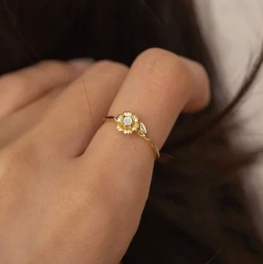 Bague lait maternel la fleur de naissance-Or 14 carats