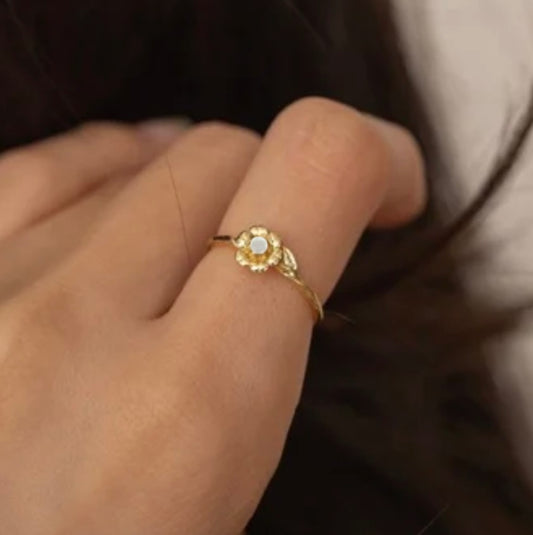 Bague lait maternel la fleur de naissance-Or 14 carats