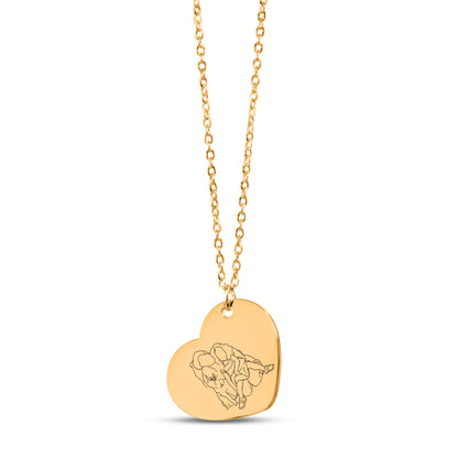 collier photo Dessin au trait dessin au trait gravure coeur-argent-or rose-or