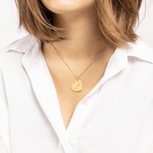 Colar de coração com sua mensagem ou nome pessoal - prata - ouro rosa - ouro