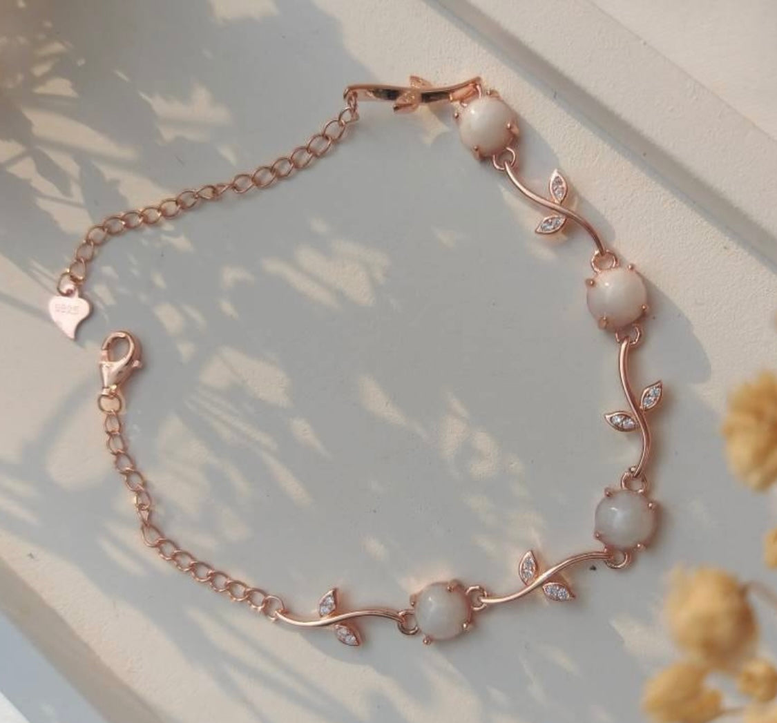 Bracelet floral - argent - plaqué rose