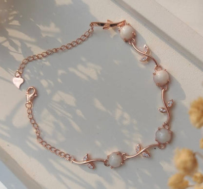 Bracelet floral - argent - plaqué rose