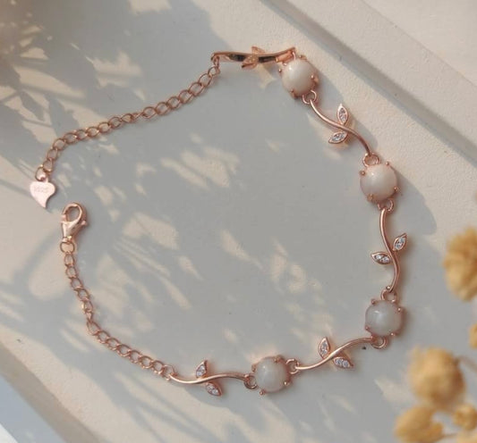Bracelet floral - argent - plaqué rose