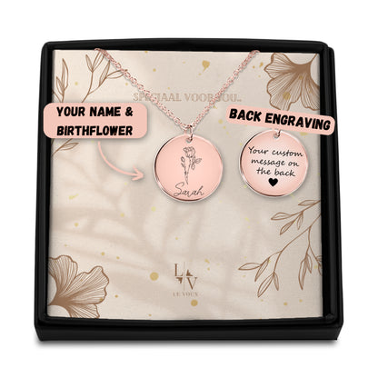Fleur de naissance avec ou sans nom collier personnalisé bijoux de naissance-argent-rose-or