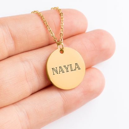 Colar com nome gravado em moeda joia com nome colar - prata - ouro rosa - ouro