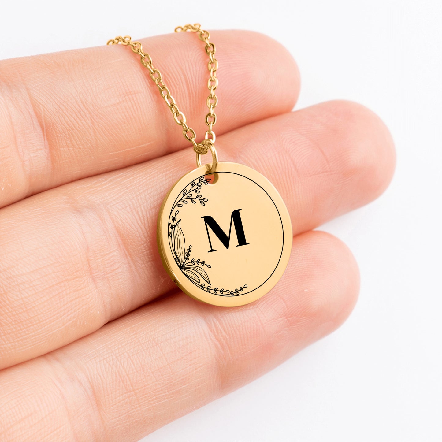 Colar com letras iniciais gravada joia personalizada flor - prata - ouro rosa - ouro