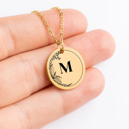 Colar com letras iniciais gravada joia personalizada flor - prata - ouro rosa - ouro