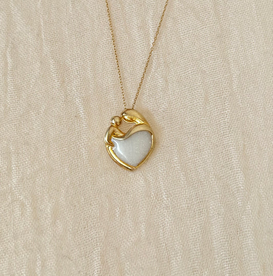 Pendentif amour maternel en or massif (14 carats) 