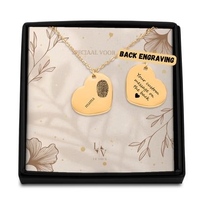 Colar de impressão digital com joias personalizadas de coração com nome ou data - prata - rosa - ouro