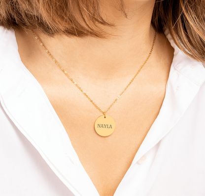 Colar com nome gravado em moeda joia com nome colar - prata - ouro rosa - ouro
