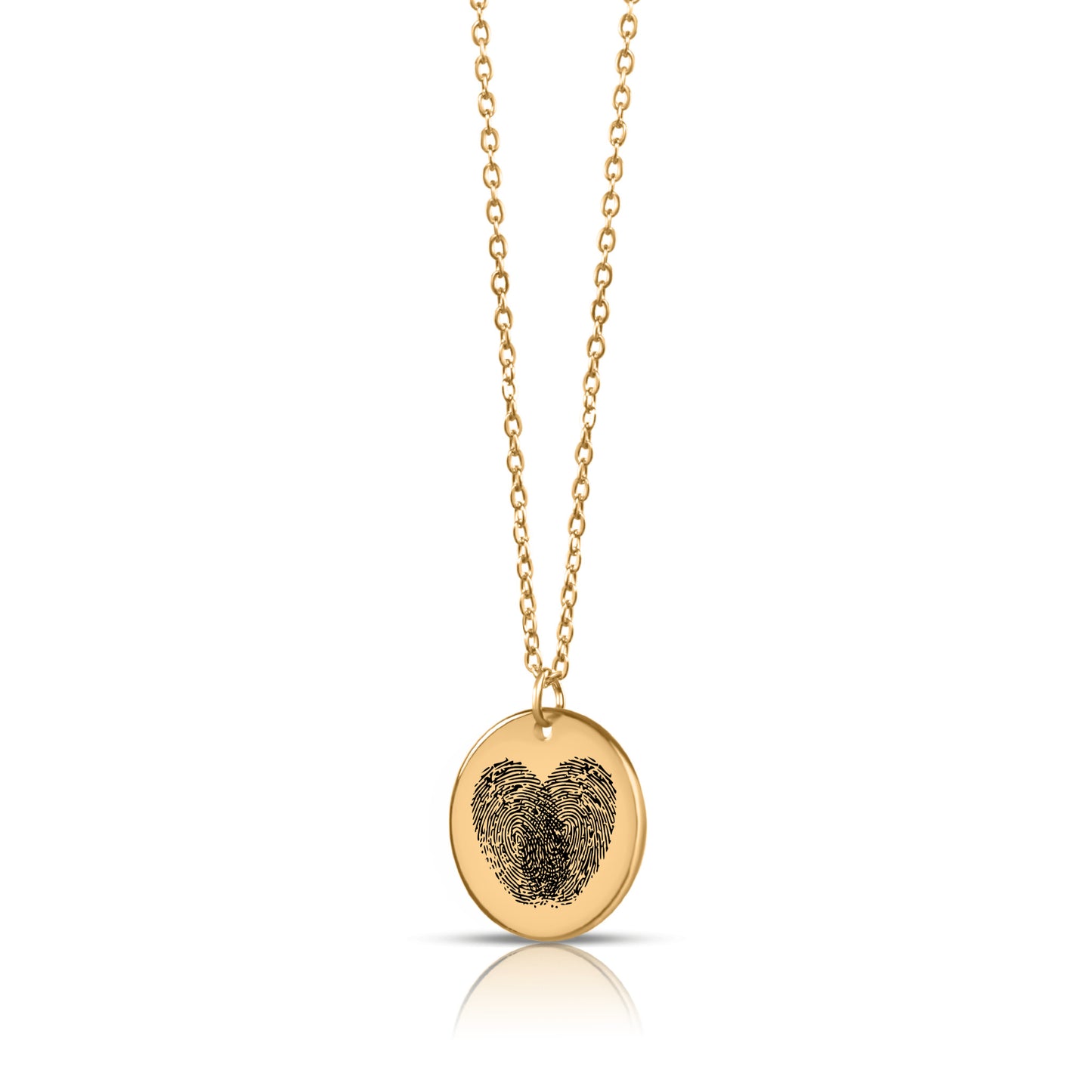 Colar com impressão digital coração gravado em moeda com corrente de joias personalizadas - prata - ouro rosa - ouro