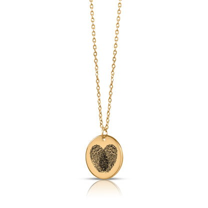 Colar com impressão digital coração gravado em moeda com corrente de joias personalizadas - prata - ouro rosa - ouro