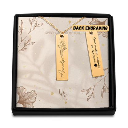 Fiore nascita con nome e testo collana personalizzata gioielli birthflower - argento - rosa - oro