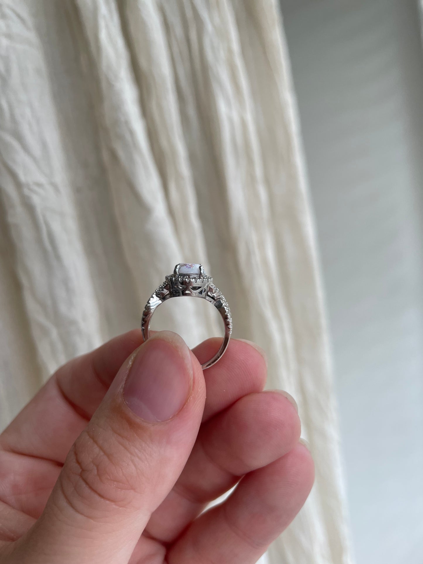 De ovaal steen moedermelk ring - zilver, rosé plated