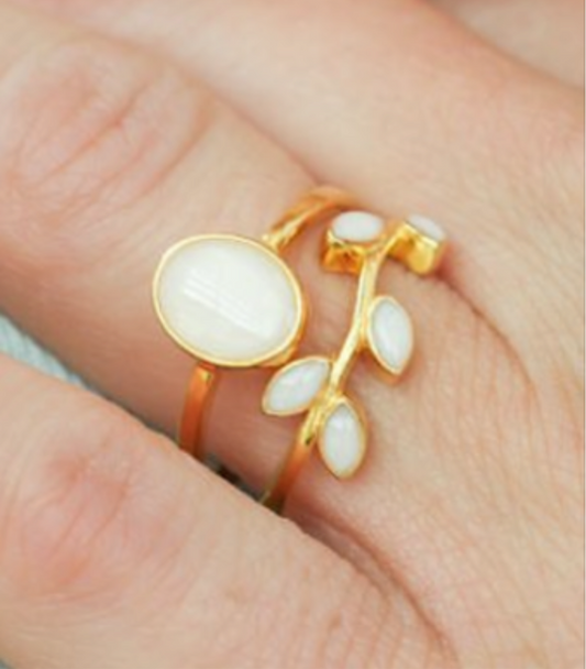 Moedermelk ring leaf (14 karaat) goud