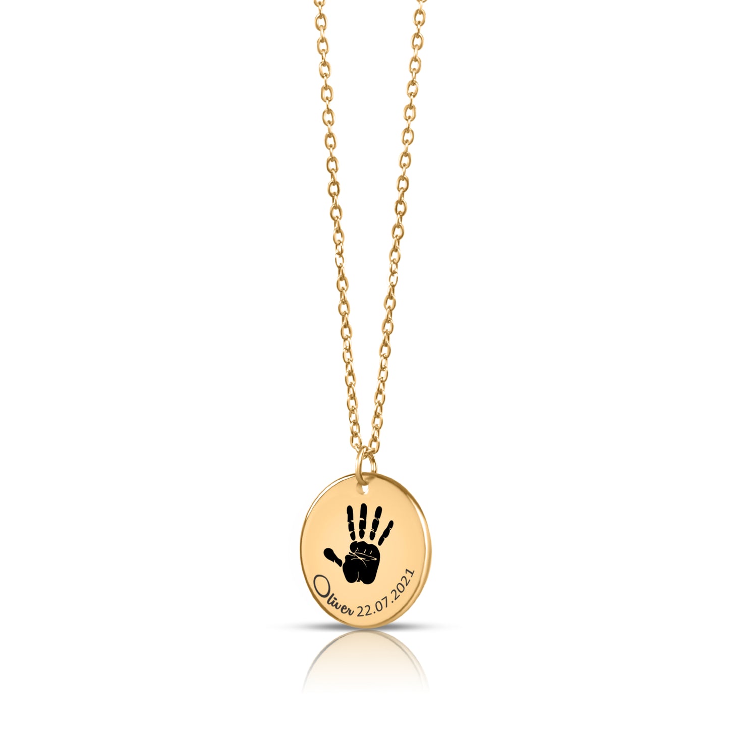 Collier d'empreintes de pattes à empreinte de pied ou de main-argent-or-or rose
