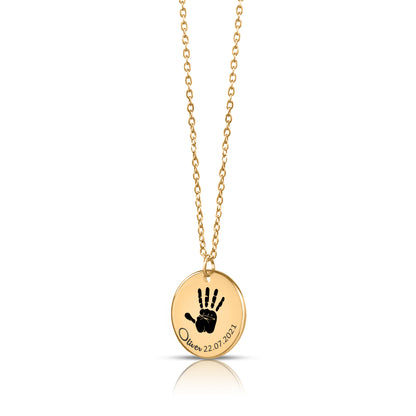 Collier d'empreintes de pattes à empreinte de pied ou de main-argent-or-or rose