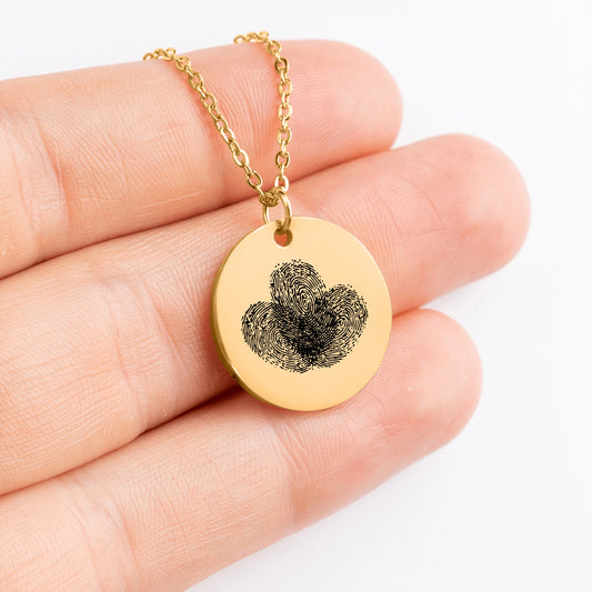 Collier empreinte fleur gravée sur pièce avec chaîne bijoux personnalisés-argent-or rose-or